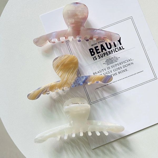 

acetate women hair claws crab clamps charm solid color leopard lady hair clips retro cross hairdress hair styling tool, Slivery;white