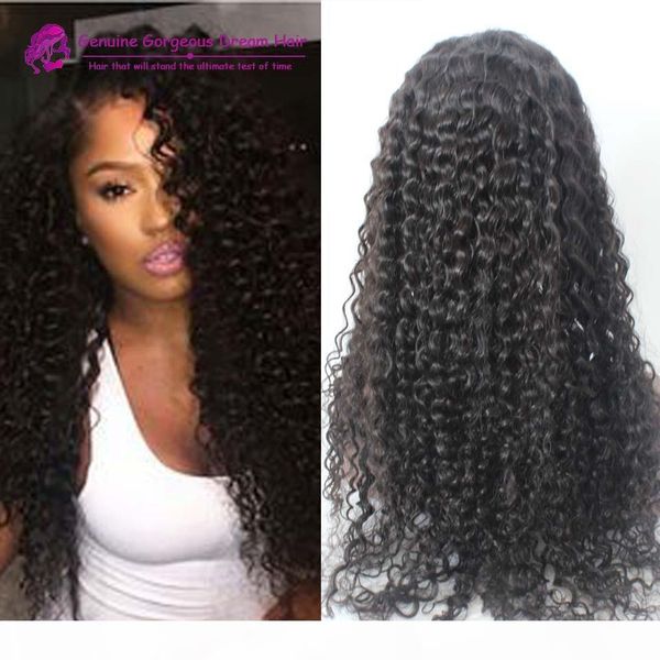 

new peruvian lace front wig deep curl human hair full lace wig 130 density with baby hair blenched knots for black women, Black;brown