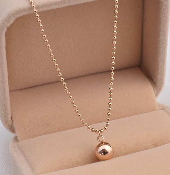 

smooth steel ball pendant necklace titanium steel rose gold color woman fine jewelry birthday gift never fade, Silver