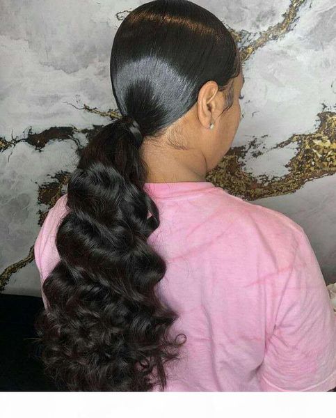 

human hair clip ins ponytail for women natural black body wave clip in human hair pony tail extensions mongolian remy hair double weft