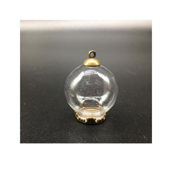 

5sets/lot silver/bronze/gold color 25*15mm glass globe 15mm base set vial pendant wishing glass bottle lanugo jewelry jllkgu, Black