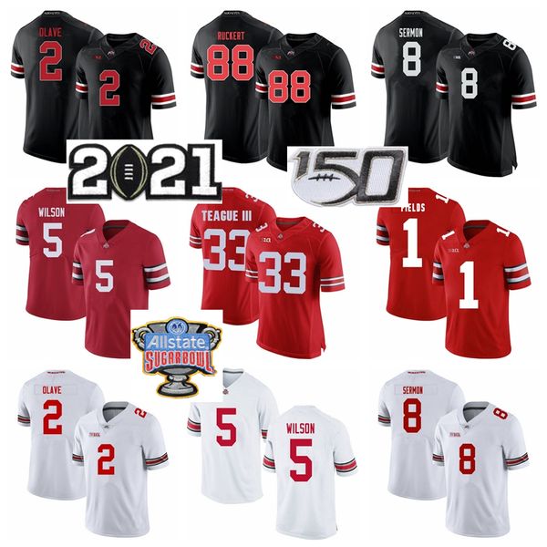 

2021 ncaa playoff ohio state buckeyes trey sermon jersey garrett wilson jeremy ruckert chris olave master teague justin fields sugar bowl, Black