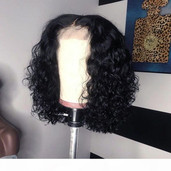 

aircabin deep wave 16 inch 13x6 hd type t lace bob wigs glueless brazilian remy human hair natural color wigs for black women, Black;brown