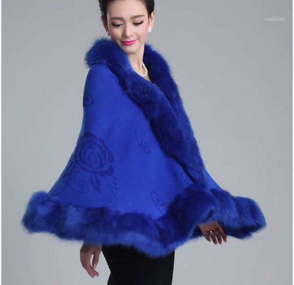

women's wedding wool shawl cape elegant faux fur collar shawl cardigan poncho outwear1, Black