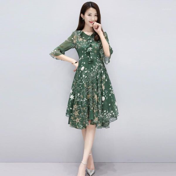 

2020new women summer v collar sleeveless chiffon floral print a-line tights chiffon slim waist short dress1, White;black