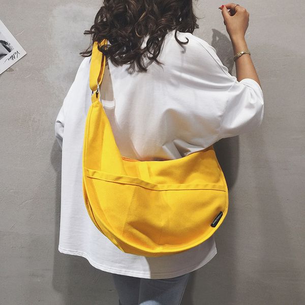 

new korean style big size ins dumpling bag canvas bag large-capacity female wild fashion one-shoulder messenger crossbody bag c1223