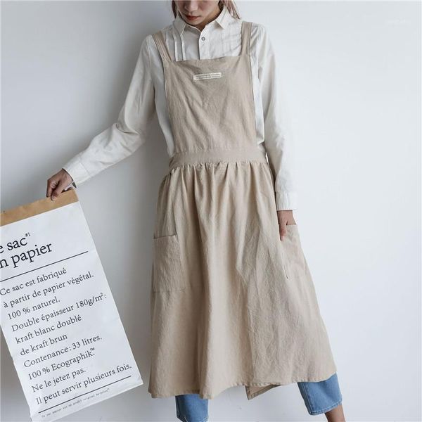 

aprons nordic apron linen sleeveless dress kitchen coffee cooking baking accessorie cloth for woman delantal cocina1