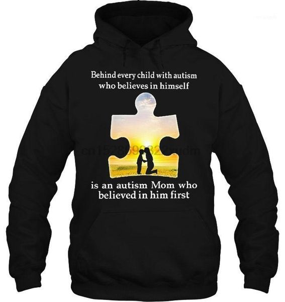 

men hoodie behind every child with autism who believes in himself is an autism mom who believed in him first women streetwear1, Black