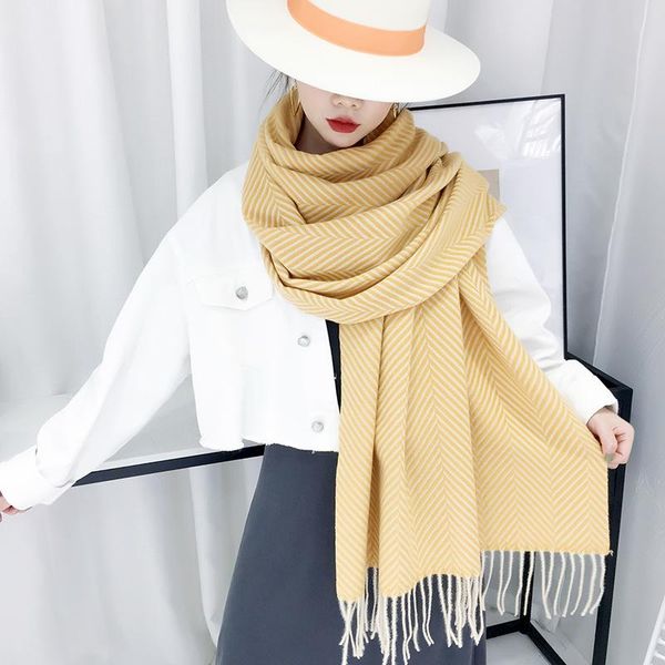 

scarves warm scarf for women's autumn and winter cashmere-like thick shawl fringed simple scarfs bandana, Blue;gray