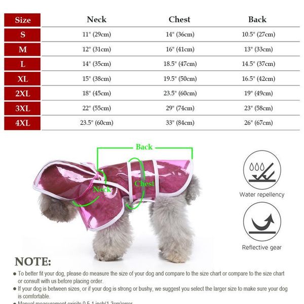

dog raincoat waterproof transparent dog raincoat reflective hooded pet jacket coat for small medium large big dogs cloth sqcopx