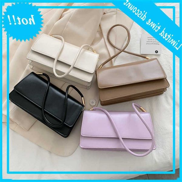 

soft pu leather women purple underarm bag retro solid color ladies baguette handbags fashion design girls small shoulder bags