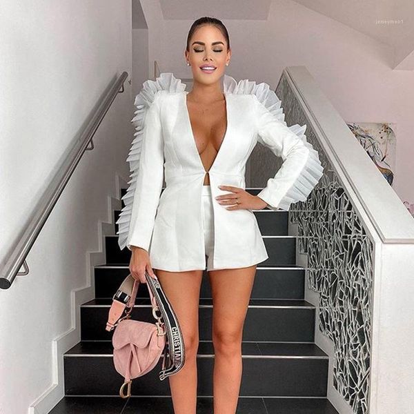 

color 2pcs sets casual women clothes womens 2 piece clothing set fashion coat slim shorts suits panelled solid, Gray