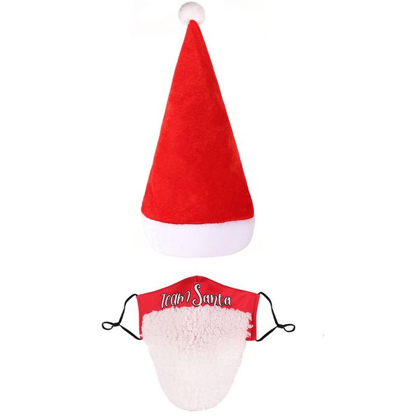 Cappello di Natale Babbo Natale Barba bianca Maschera per il viso con cappello di Natale Set Maschere per la bocca Set di cerchi per capelli di alce Miglior regalo di Natale F7786
