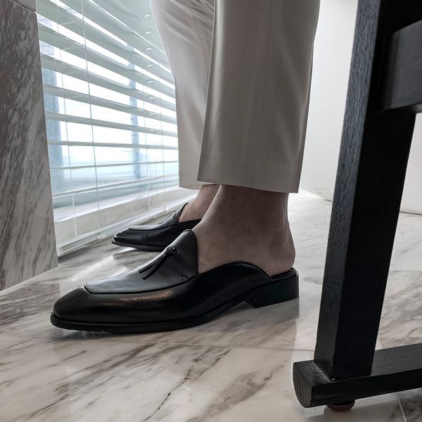 

daio mens korean new simple tassel pointed leather slippers for lazy men
