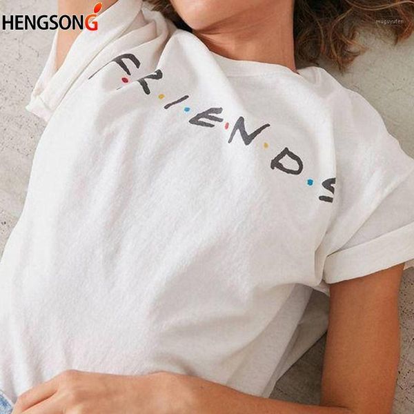 

friend t shirt summer short sleeve o neck casual female t-shirt letter print women withe black friendship t-shirt for women1, White