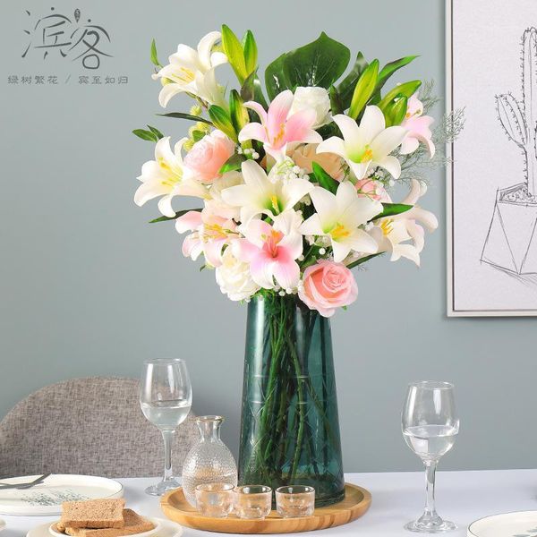 

decorative flowers & wreaths simulation flower fake single silk living room interior decoration table art1