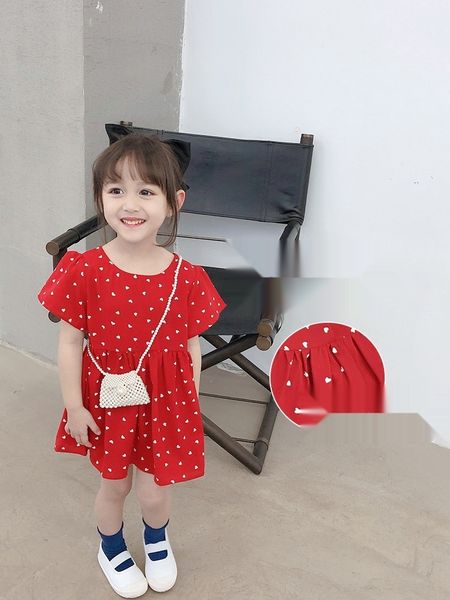 

children's wear 2020 summer new girls korean dress red wave dot skirt princess dressdress dressnubao little fresh princess skirt aspzm, Black;gray