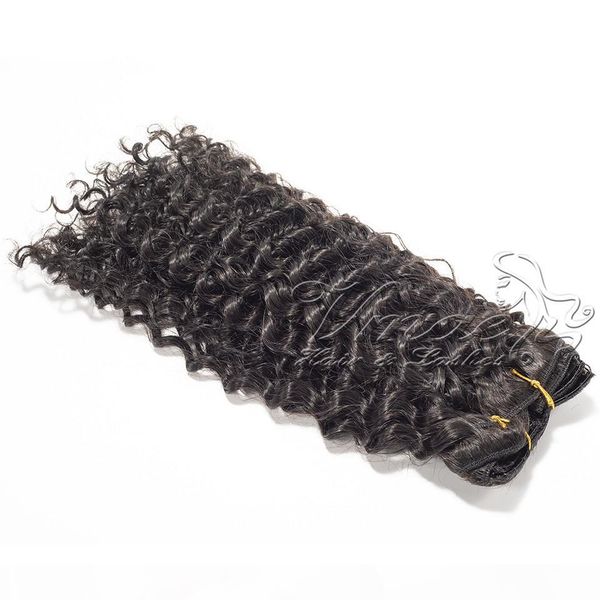 

vmae peruvian hair cuticle aligned natural black full head virgin 120g 140g 160g customer customized kinky curly clip in hair extensions, Black;brown