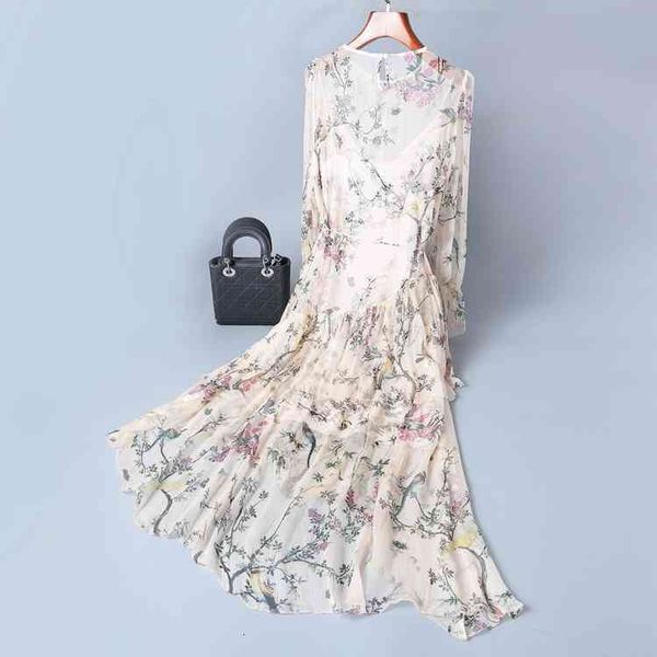 

casual dresses vimina printed lace up silk smooth irregular dress big swing two piece set women's summer boutique dress pgu7, Black;gray