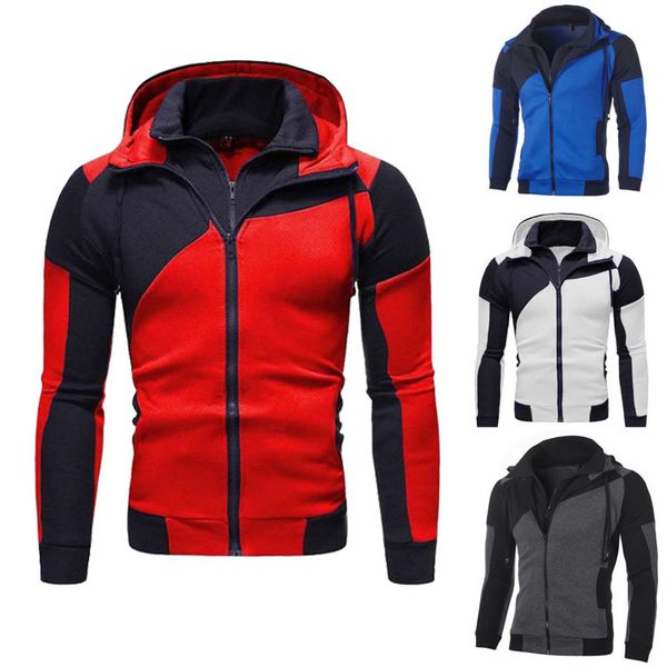 

zipper hoodies men autumn harajuku winter casual coats streetwear bomber jacket fashion hooded male outwear slim fit hoodie, Black