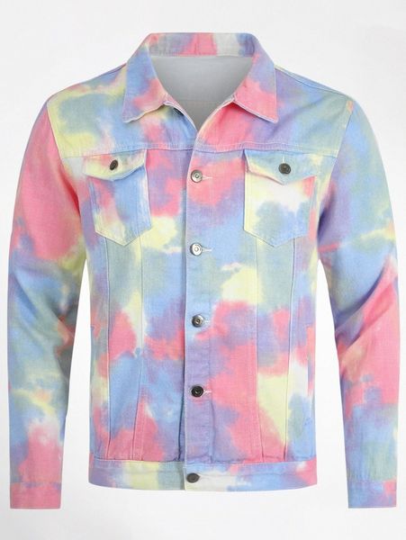 

cloudstyle men flap pocket tie dye jacket w9iw#, Black;brown