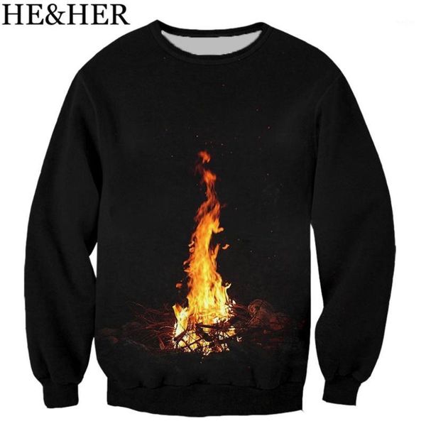

new arrival latest harajuku bonfire ahe 3d color printed hoodies men women sweatshirts harajuku hoodie funny streetwear1, Black