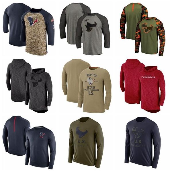 

houston texans men purple long sleeve sideline property of performance football t-shirt, Black