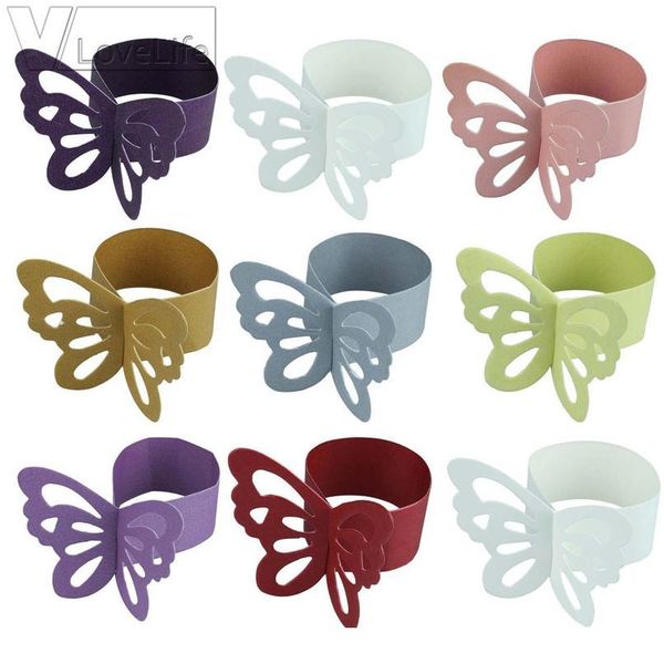 

25pcs fashion many colors wedding napkin holder paper butterfly napkin rings weddings home party serviette table de jllkrl