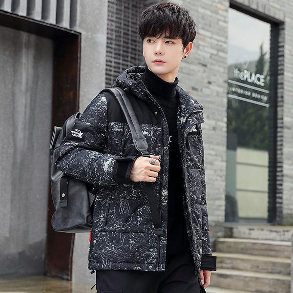 

2020 new men's down jacket short thick winter white duck down warm and handsome jacket for men, Black
