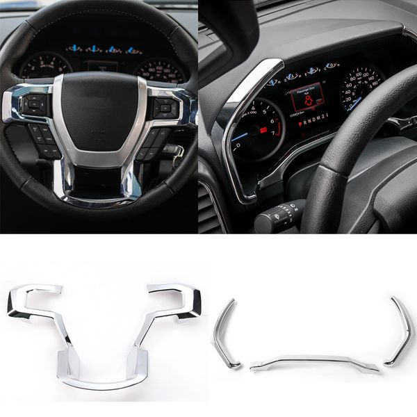 Krom Araba Direksiyon Çerçeve Dashboard Dash TRIM Ford F150 15+ İç Aksesuarlar için