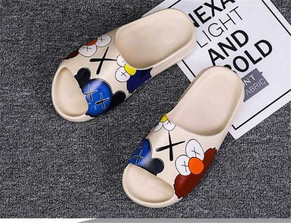 

kaws slipper men women slide bone earth brown desert sand slide resin designer shoes sandals foam runner, Black;grey