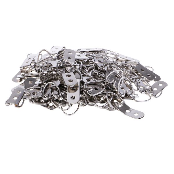 

100 pieces sliver large ring double hole picture p frame hanging hangers 1.96 x 0.55