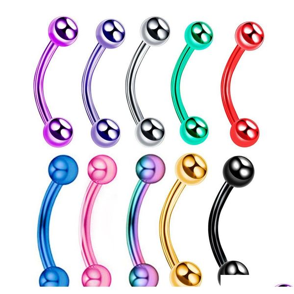 

10pcs/lot surgical steel 3mm ball eyebrow piercing internally threaded curved barbell helix earring lip ring nipple rings body jewelry y5ot, Silver