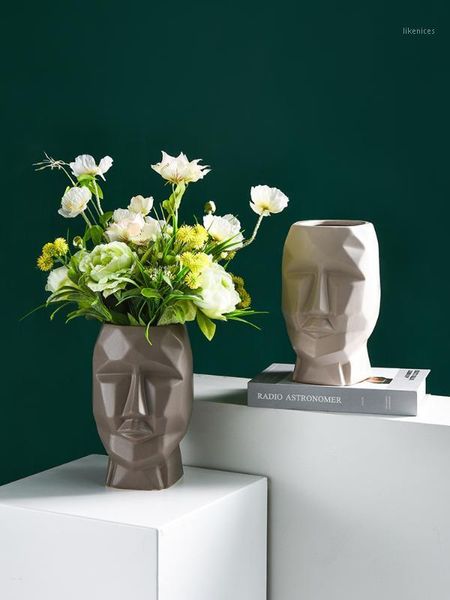 

modern simple geometric portrait vase decoration personalized creative home decoration ceramic vase nordic home1