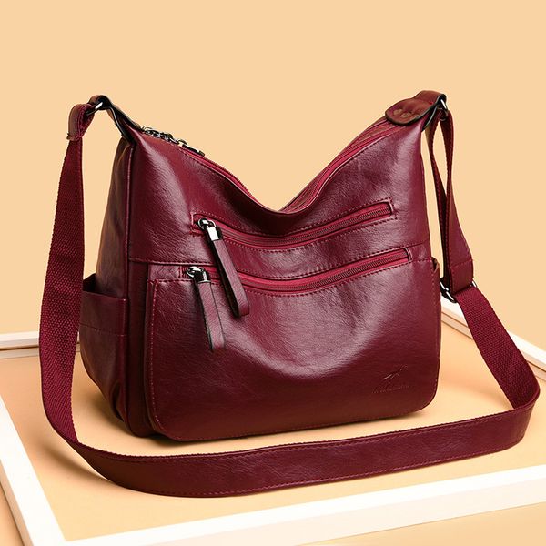 

women's bag luxury designer ladies shoulder messenger bag soft pu leather multi-function bag 2020 new double zipper handbag