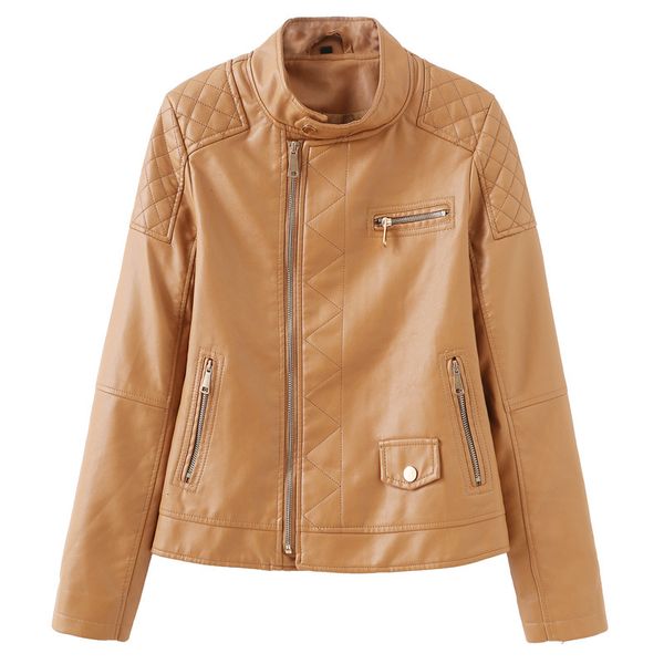 

new spring and 2021 autumn leather short-fitting clothingleather women's jacket afnk, Black