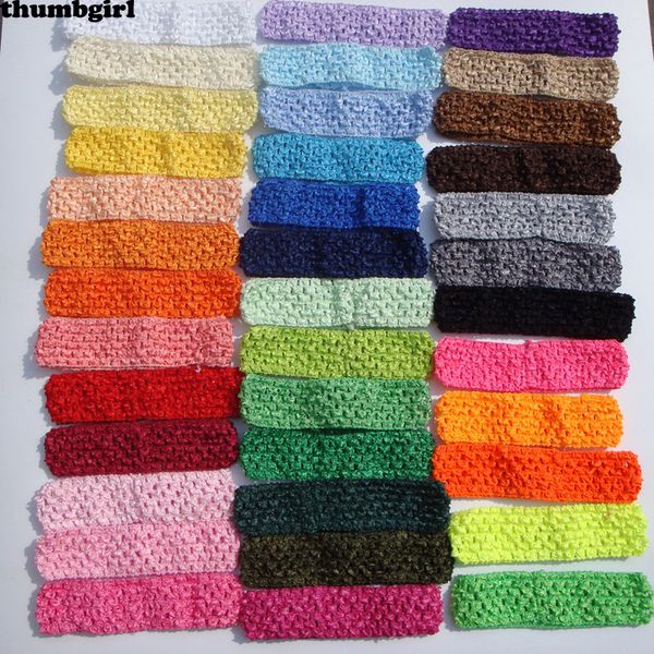

wholesale 50pcs/lot 1.5" newborn kids girl tutu crochet headband diy hair accessories material 38color lj200903, Slivery;white