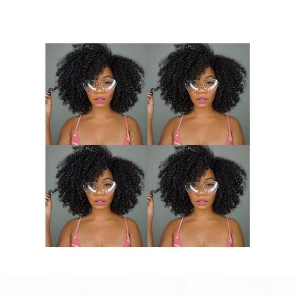 

new women's soft lndian hair african american afro short bob kinky curly full wig simulation human hair curly black wig with bang