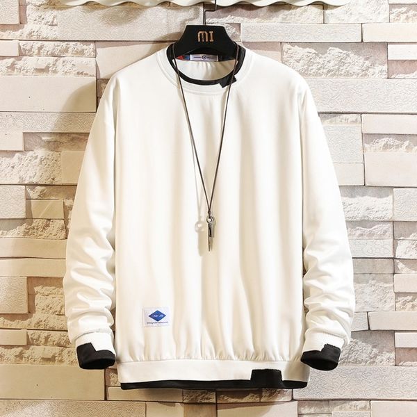 

mxviv autumn new men's round neck loose matching pullover pullover pulloverpulloversweater youth fashion casual sports color erdx6, Black