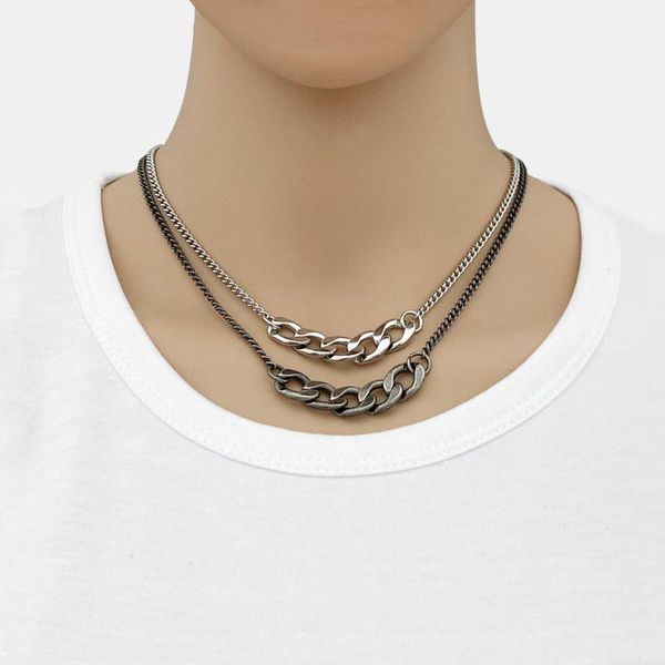

fashion minimalist necklace men and women hip hop couple titanium steel sweater chain jewelry sale, Silver