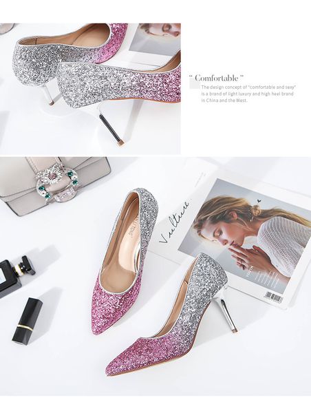 

women heels toe pumps high heels diamond fashion shoes size 36-40 y200702, Black