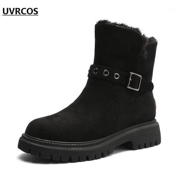 

new winter neckline hair and wool cotton shoes leather boots1, Black