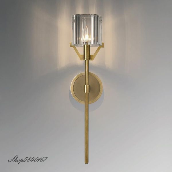 

modern crystal wall lamp bedroom light all copper wall light luxury wall+lamps living room decoration loft beside sconce
