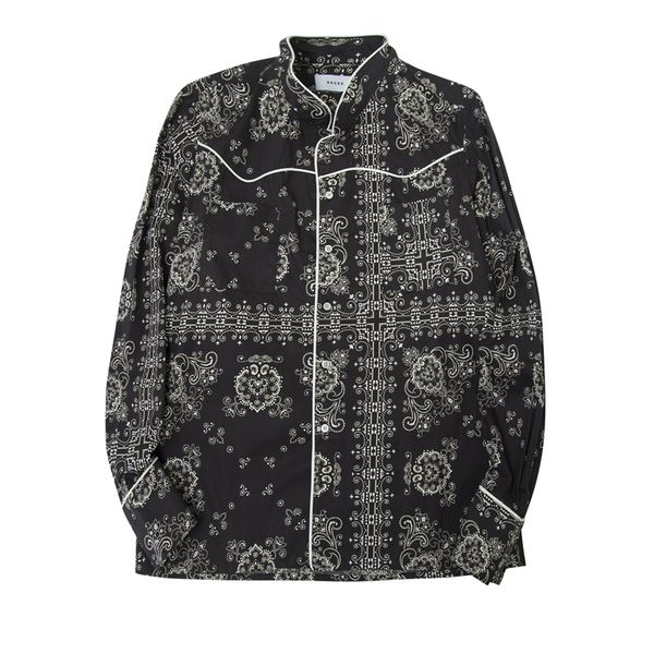 

roaring small eyes rollover special rhude cashew mosaic shirt coat, Black