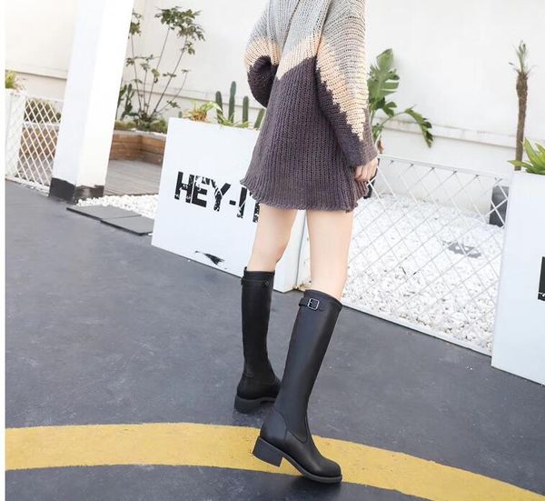 

2021 new autumn women's boots but knee stretch boots knight boots, Black