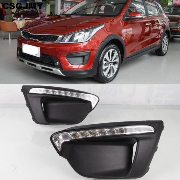 

csgjmy 1pair автомобиля 12v drl день свет лампы для россии kia rio x-line 2020 2020 противотуманный фонарь авто вождение дневные ходовые огн