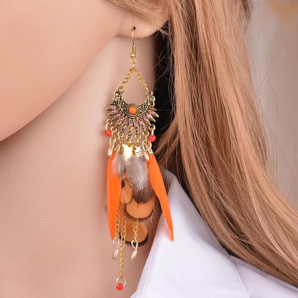 

fashion brand sweet feather drop earrings crystal statement leaf feather earring for women jewelry long dangle earrings er200064, Silver