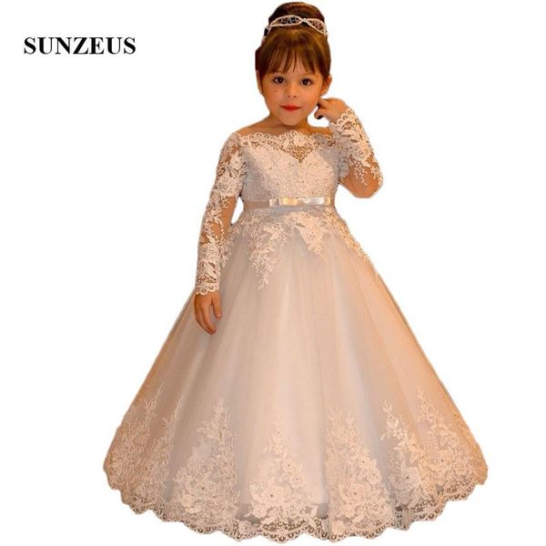 

long sleeve flower girls wedding party dress for kids appliques v back girls first communion dresses vestido para daminha sf36, Red;yellow
