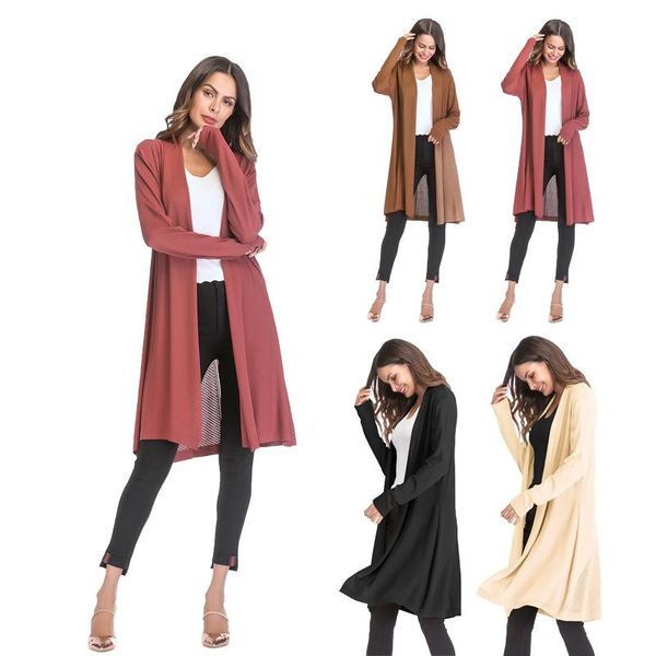 

women wear euro-american ladies thin hollow knitted sweater pure-color sagging cardigan jacket knitted waistcoat, Black;white