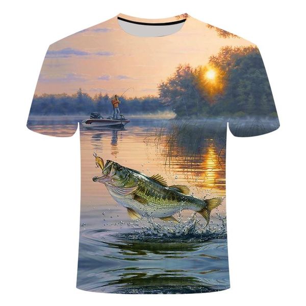 

men leisure fish printed asian 3d print shirts kawaii horror graphic men clothing
